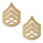 E. SSGT GOLD SATIN/MAT FINISH CHEVRONS - PAIR